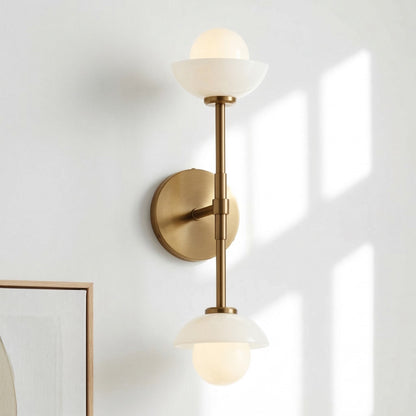Brianna Farmhouse Alabaster Double Globe Sconce