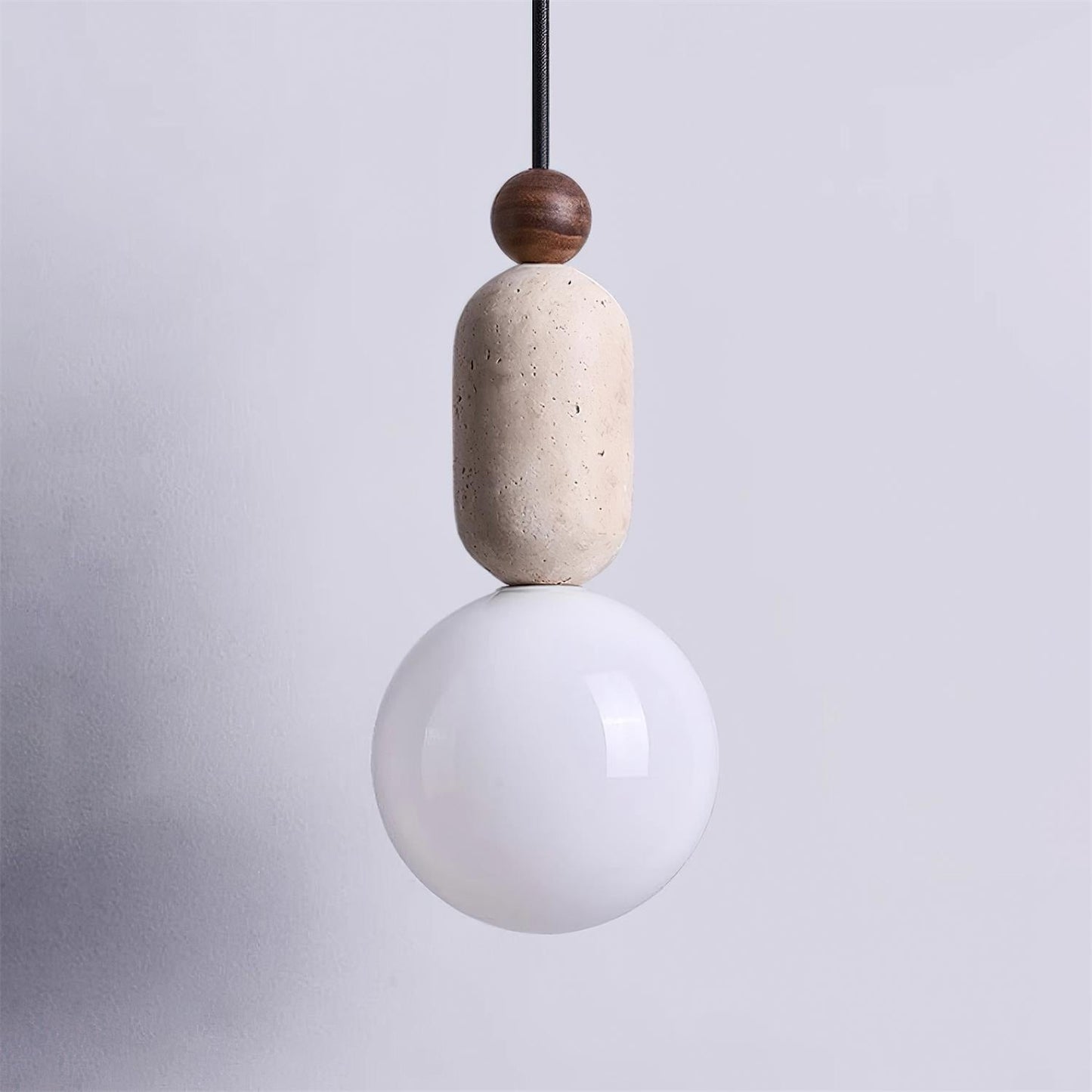 Nathanael Modern Travertine Three Ring Pendant Light