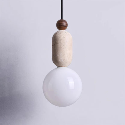 Nathanael Modern Travertine Three Ring Pendant Light