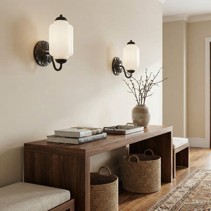 Cyrilith Vintage Milk Glass Oiled Brass Eloise Sconce