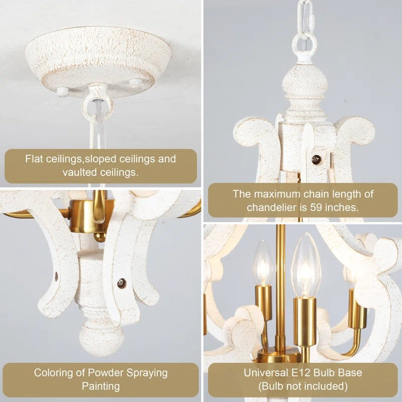 Astridina Rustic Antique Wooden French Country Chandelier