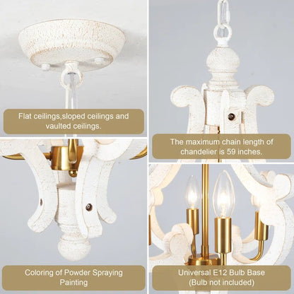 Astridina Rustic Antique Wooden French Country Chandelier