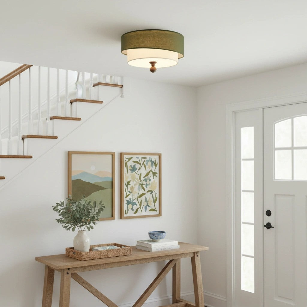Celestis Modern Fabric Drum Ceiling Light