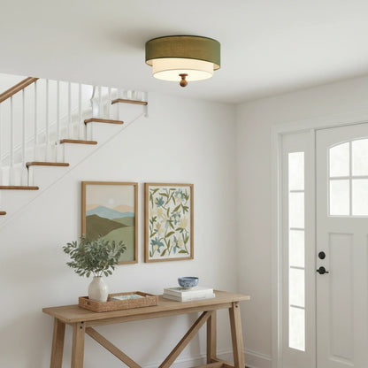 Celestis Modern Fabric Drum Ceiling Light