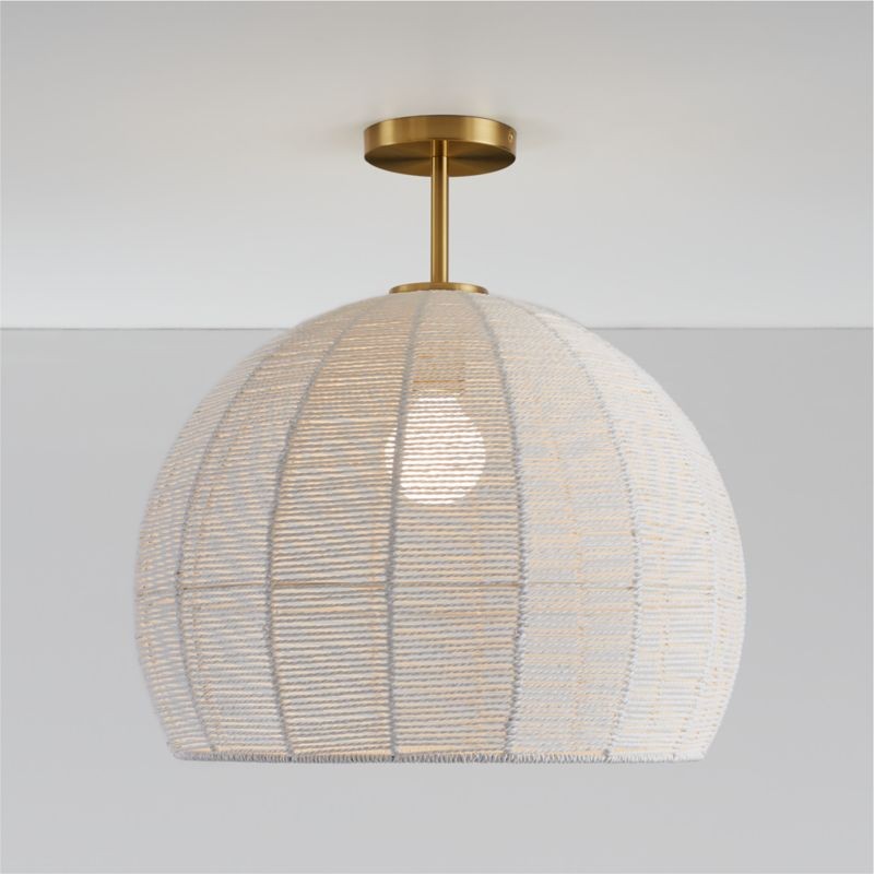 Dronor Ivory Woven Rope Globe Semi Flush Mount Light