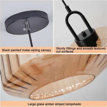 Ivan Vintage Handmade Striped Glass Pendant Light