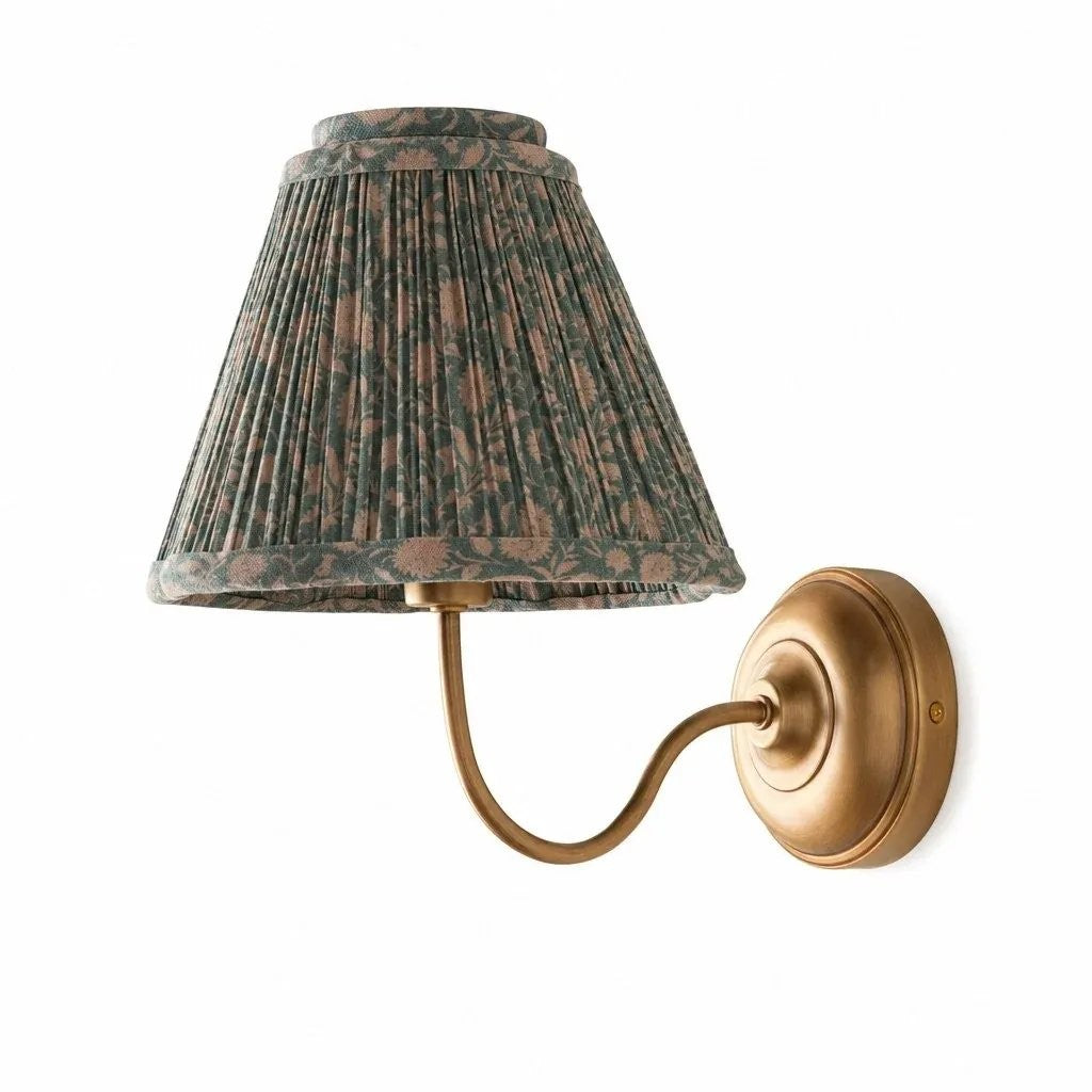 Fenwick Vintage Pleated Pattern Fabric Shade Wall Sconce