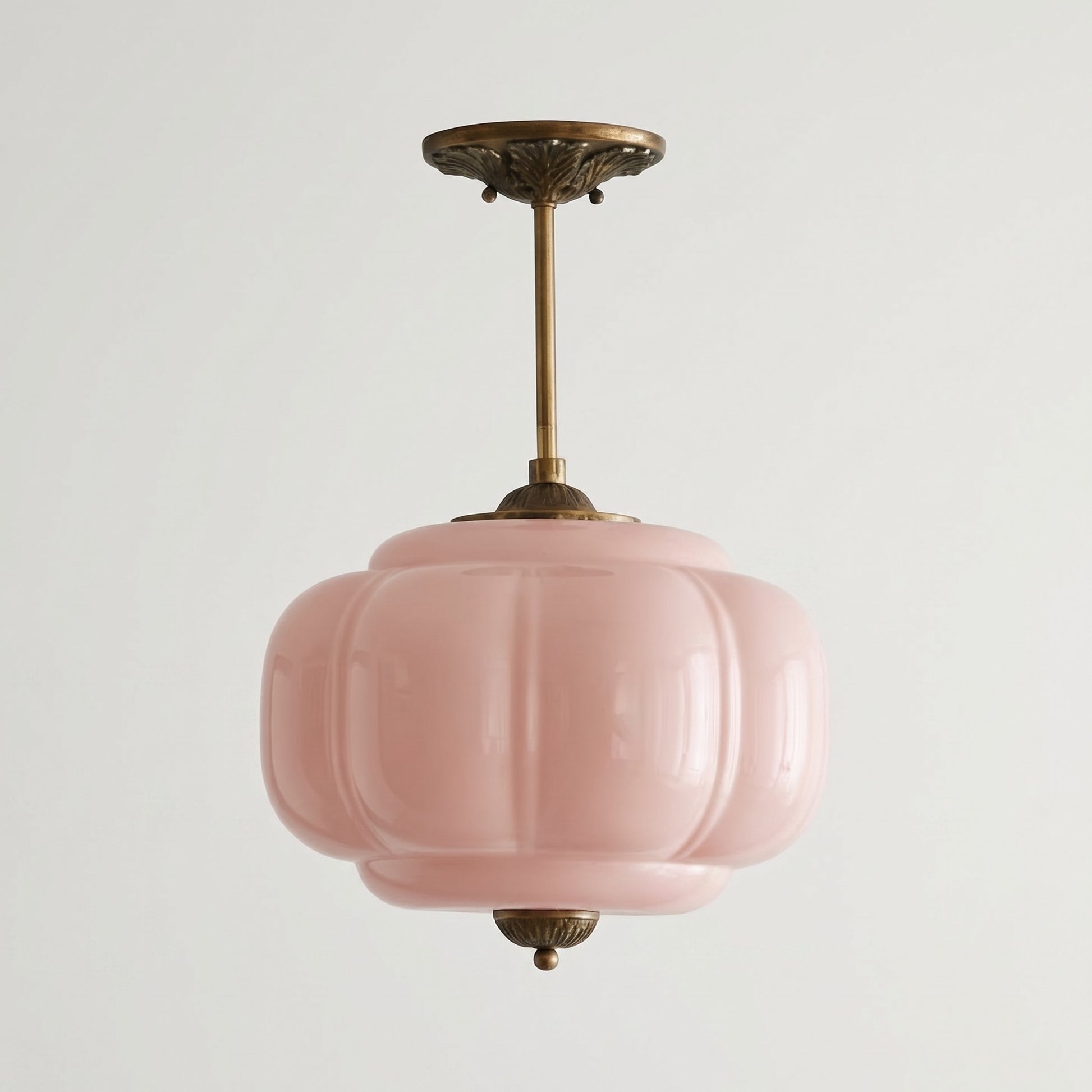 Vortan Antique Brass Green Glass Semi-Flush Mount Eloise Pendant Lamp