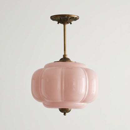 Vortan Antique Brass Green Glass Semi-Flush Mount Eloise Pendant Lamp