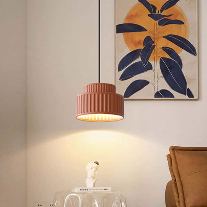 Brisby Striped Frosted Fluted Ceramic Pendant Light