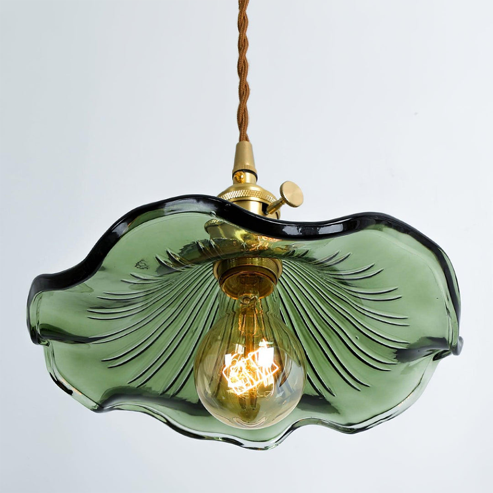 Liliana Retro Hibiscus Flower Glass Shade Pendant Light
