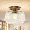 Ixionis Farmhouse Patterned Glass Semi Flush Mount Ceiling Light