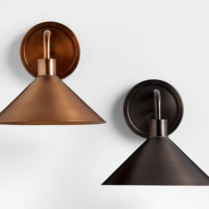 Kemp Industrial Black Brass Metal Indoor/Outdoor Wall Light