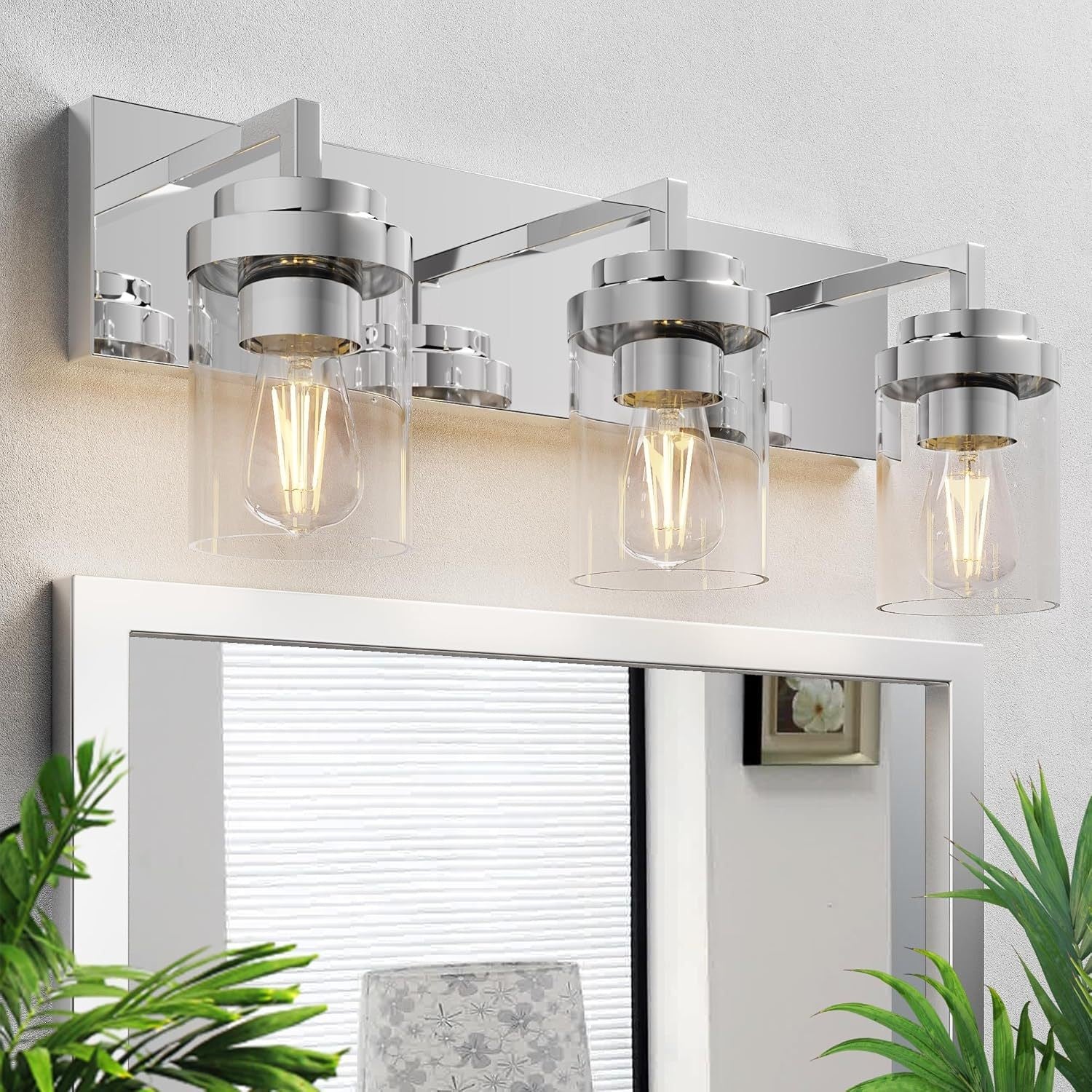 Pyros Farmhouse Clear Glass Cylinder Vanity Wall Light