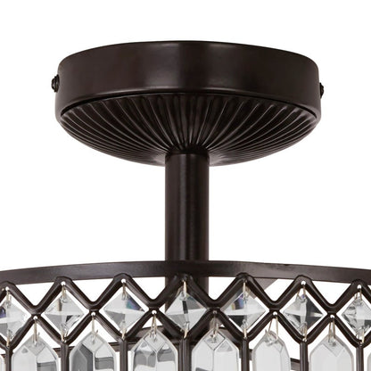 Parnika Luxury Carved Crystal Drum Semi Flush Chandelier