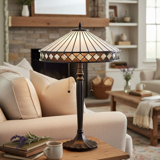 Zephira Tiffany White Glass Table Lamp