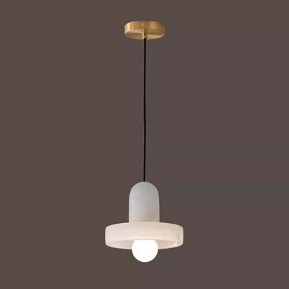 Vyndorix Farmhouse Hat Shaped Alabaster Pendant Light