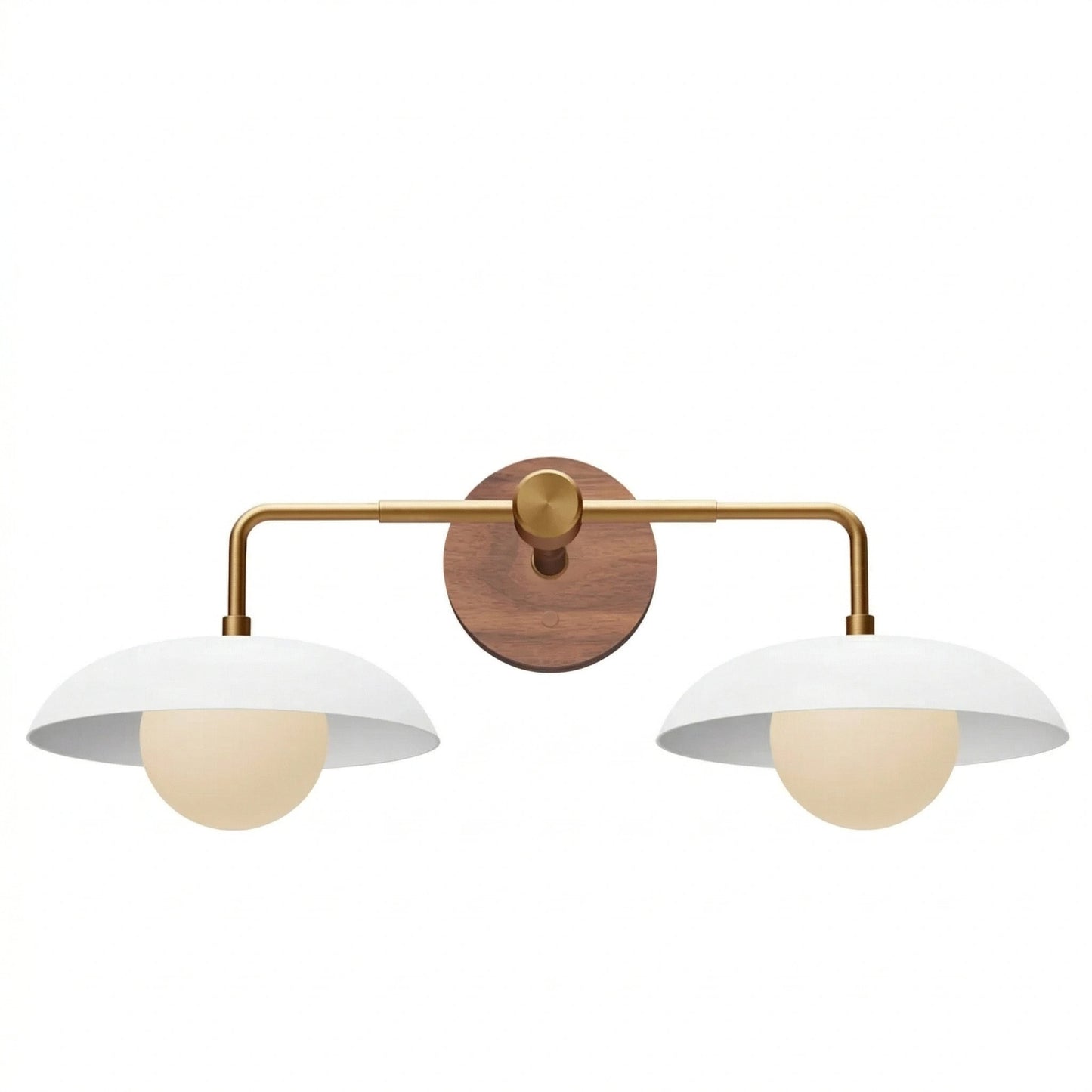Katya Mid-century Wood Metal Double Dome Wall Sconce