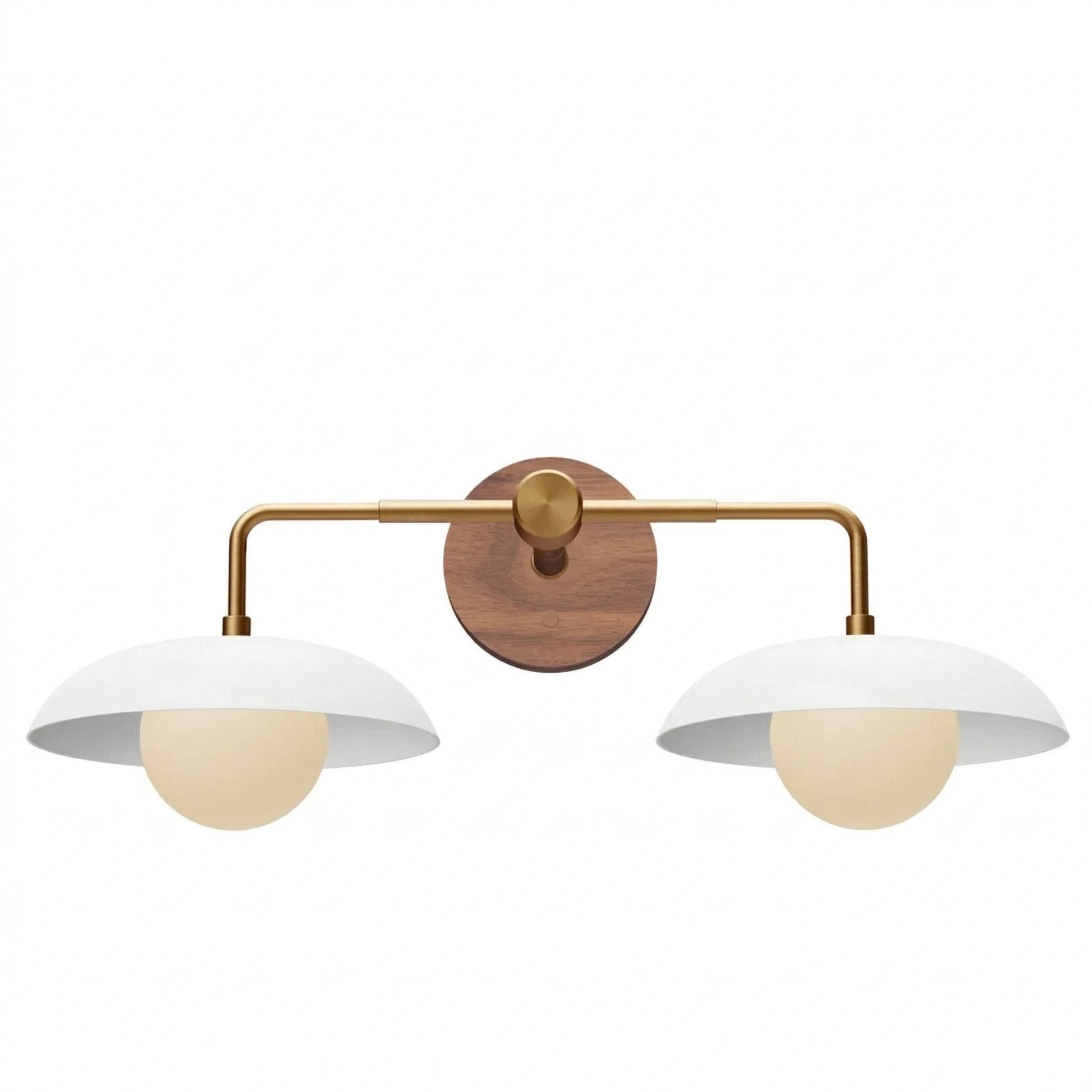 Katya Mid-century Wood Metal Double Dome Wall Sconce