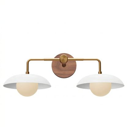 Katya Mid-century Wood Metal Double Dome Wall Sconce