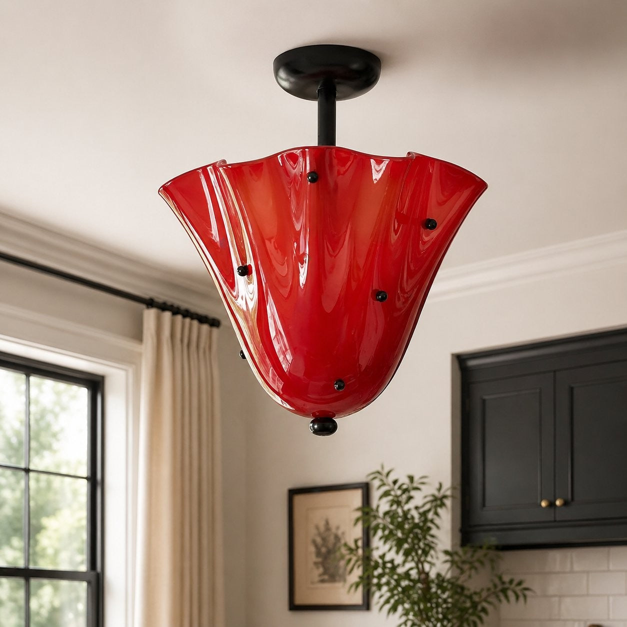 Catalina Contemporary Colored Glass Petal Fazzo Ceiling Light