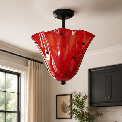Catalina Contemporary Colored Glass Petal Fazzo Ceiling Light
