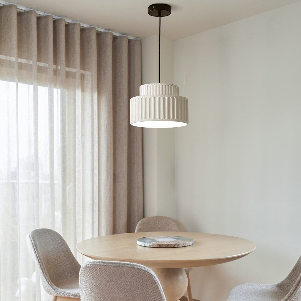 Brisby Striped Frosted Fluted Ceramic Pendant Light