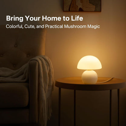 Evinth Mini Colorful Ceramic Base Mushroom Table Lamp