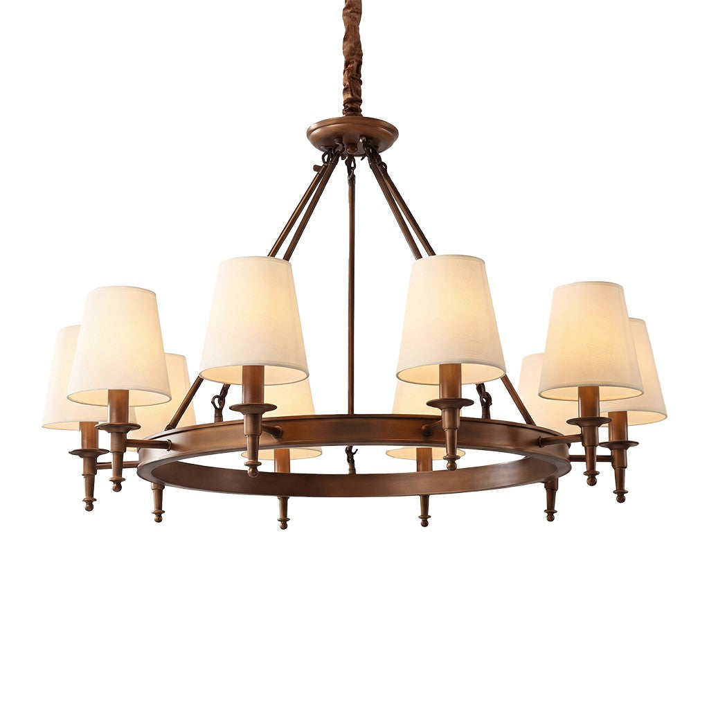 Yasmin Antique Brass Wagon Wheel Chandelier