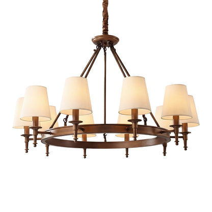 Yasmin Antique Brass Wagon Wheel Chandelier