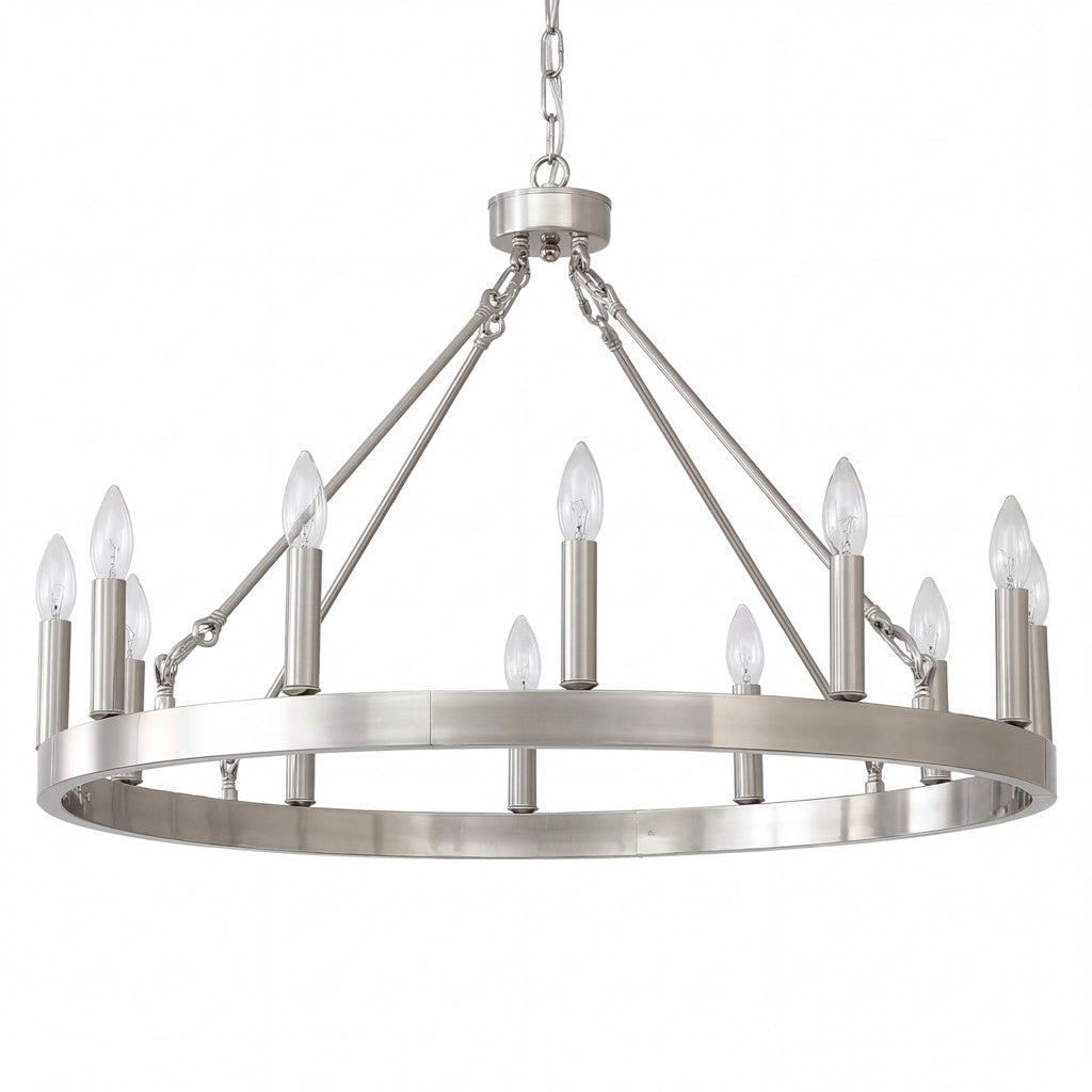 Beau Large 12 Lights Rustic Wagon Wheel Chandelier