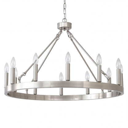 Beau Large 12 Lights Rustic Wagon Wheel Chandelier