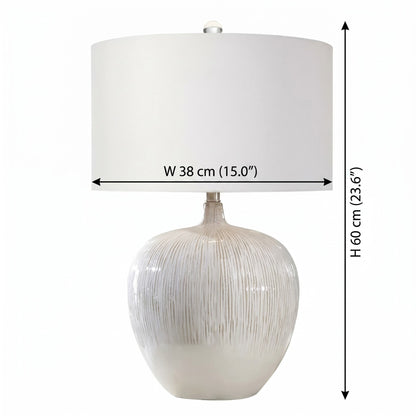 Ulysse Rustic Ceramic Pot Table Lamp With Drum Shade