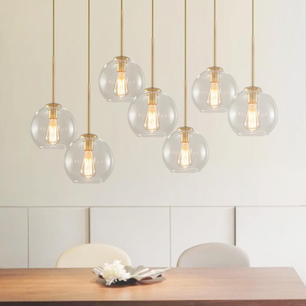 Kymar Mid Century 7-Lights Linear Cluster Globe Pendant Light