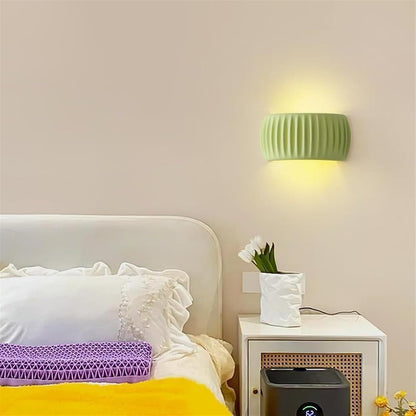 Klystix Macaron Color Up Down Fluted Resin Wall Lamps For Bedroom