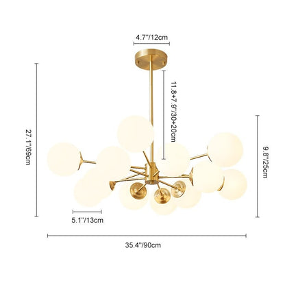 Thalassia Two-Tier Brass Opal Globe Chandelier