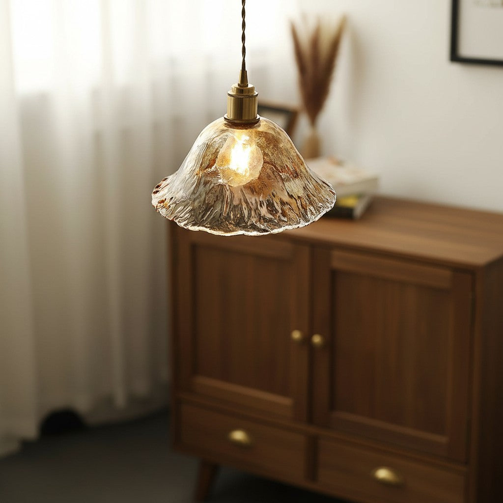 Nyxalis Vintage Brass Glass Pendant Light