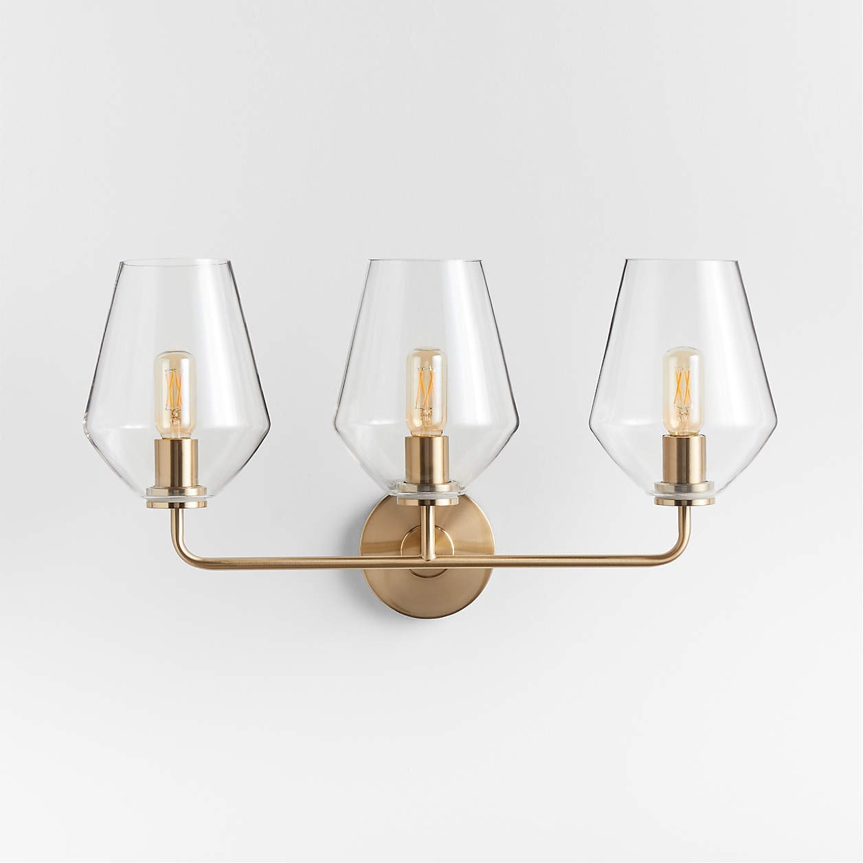 Konig Minimalist 3-Light Brass Glass Wall Light
