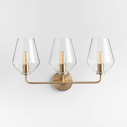 Konig Minimalist 3-Light Brass Glass Wall Light