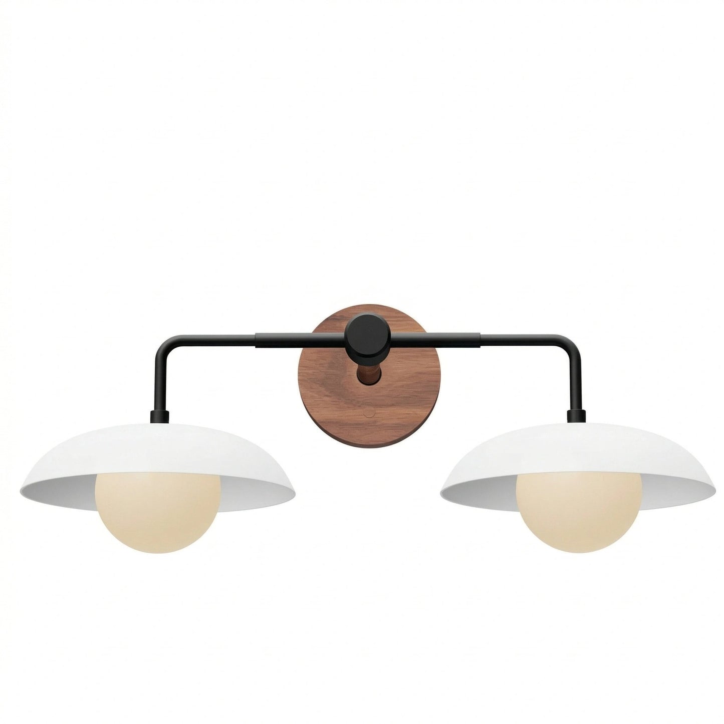 Katya Mid-century Wood Metal Double Dome Wall Sconce