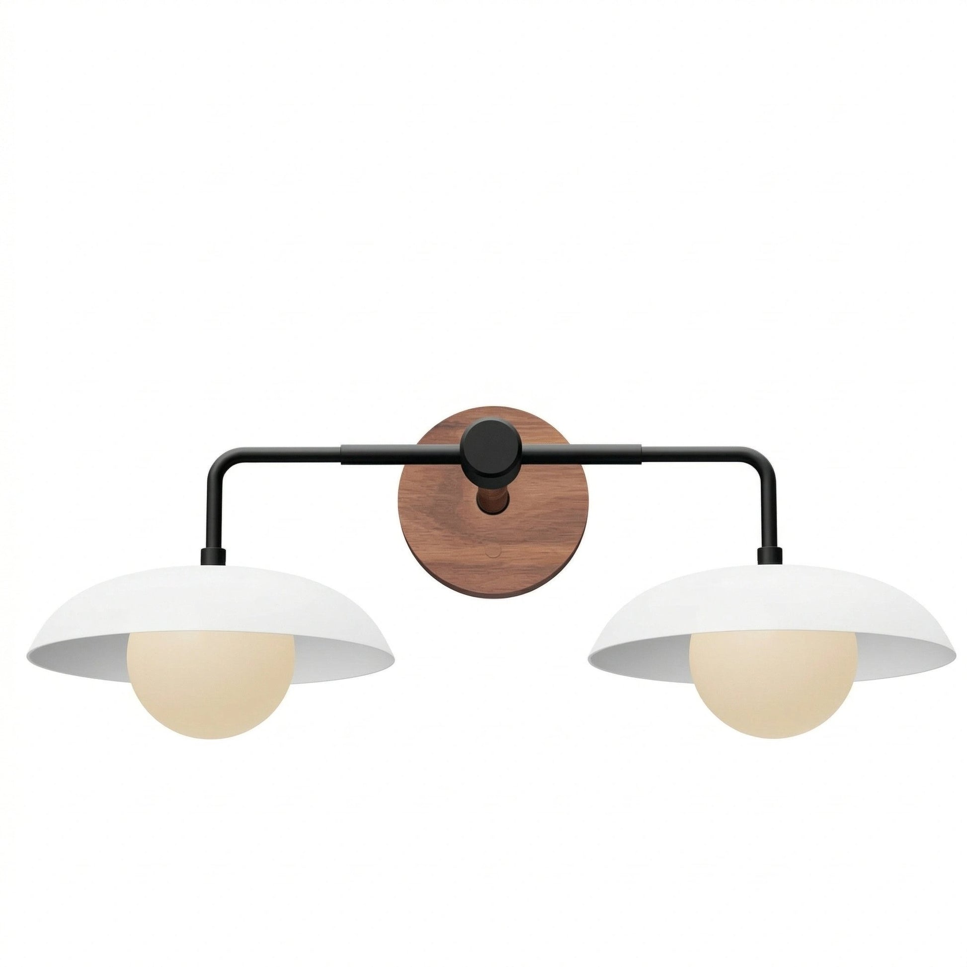Katya Mid-century Wood Metal Double Dome Wall Sconce