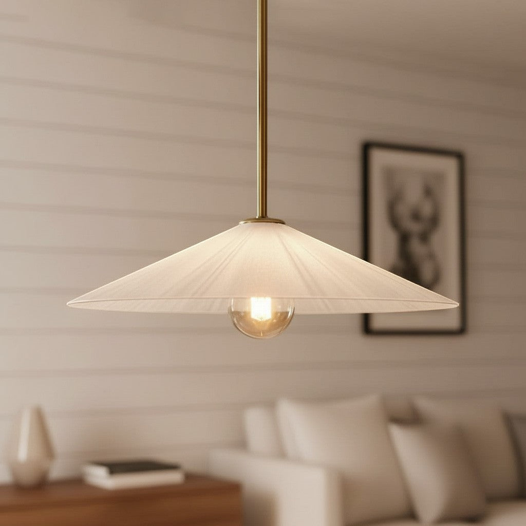 Veythra Modern Minimalist Rippled Glass Cone Pendant Lamp