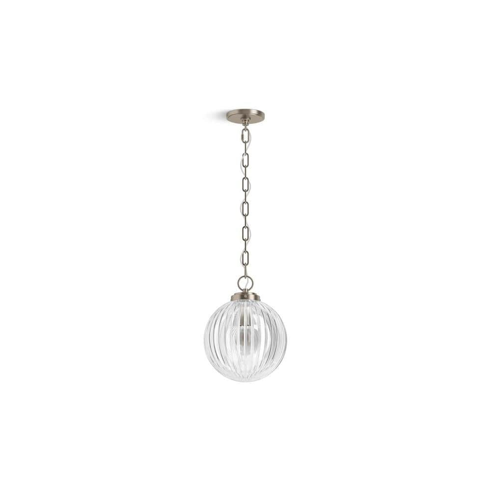 Hana Farmhouse Ribbed Glass Globe Pendant Light