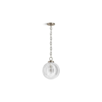 Hana Farmhouse Ribbed Glass Globe Pendant Light