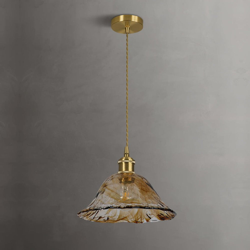 Nyxalis Vintage Brass Glass Pendant Light
