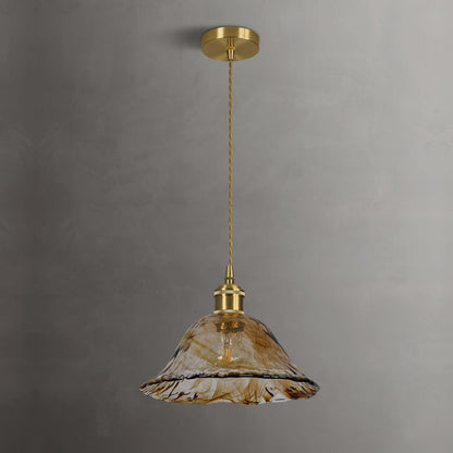 Nyxalis Vintage Brass Glass Pendant Light