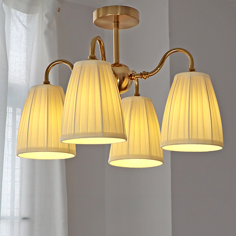 Cadmus Gold Textile Lamp Shade Semi Flush Mount Lighting