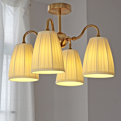 Cadmus Gold Textile Lamp Shade Semi Flush Mount Lighting