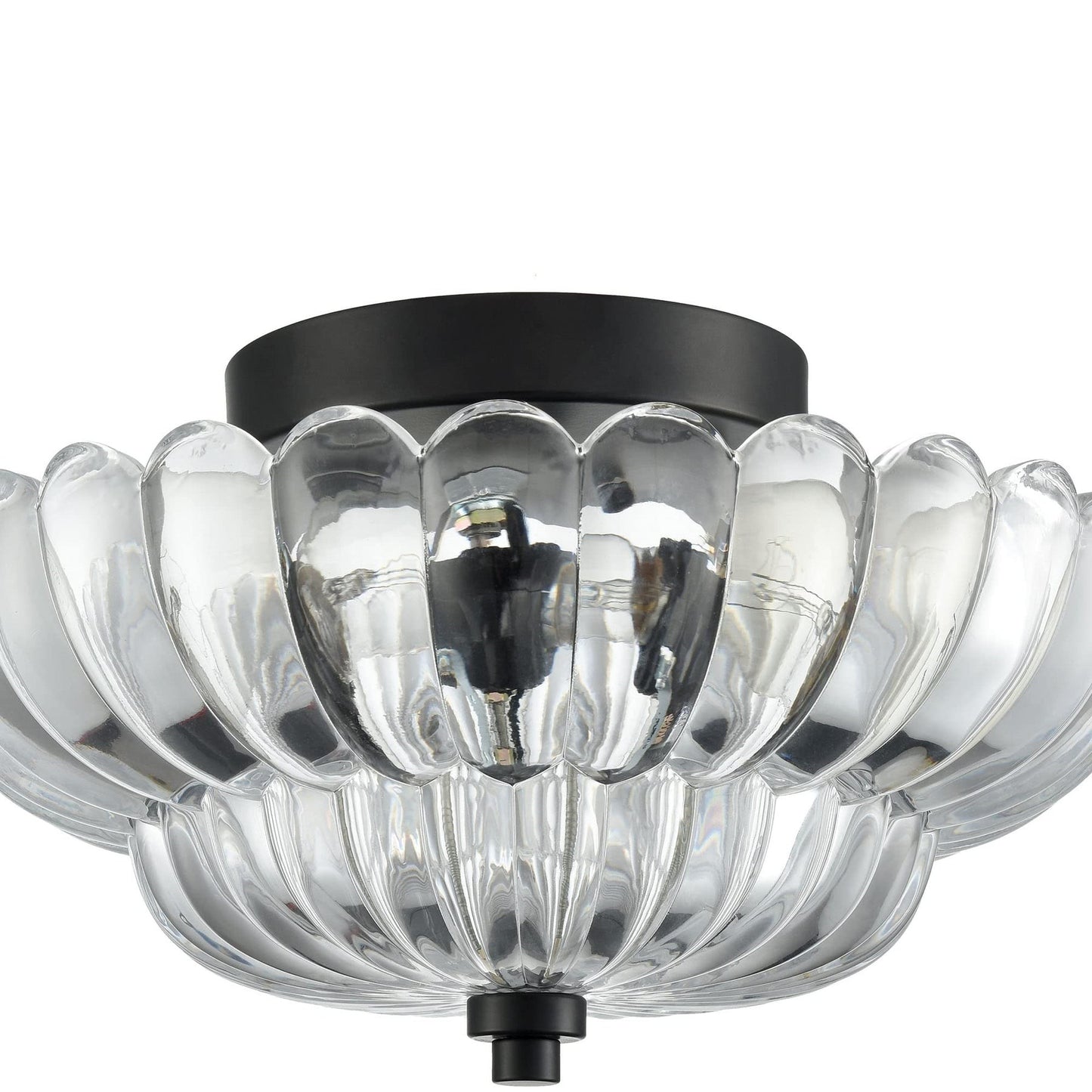 Raveena Vintage Amber Glass Semi Flush Mount Floral Ceiling Light