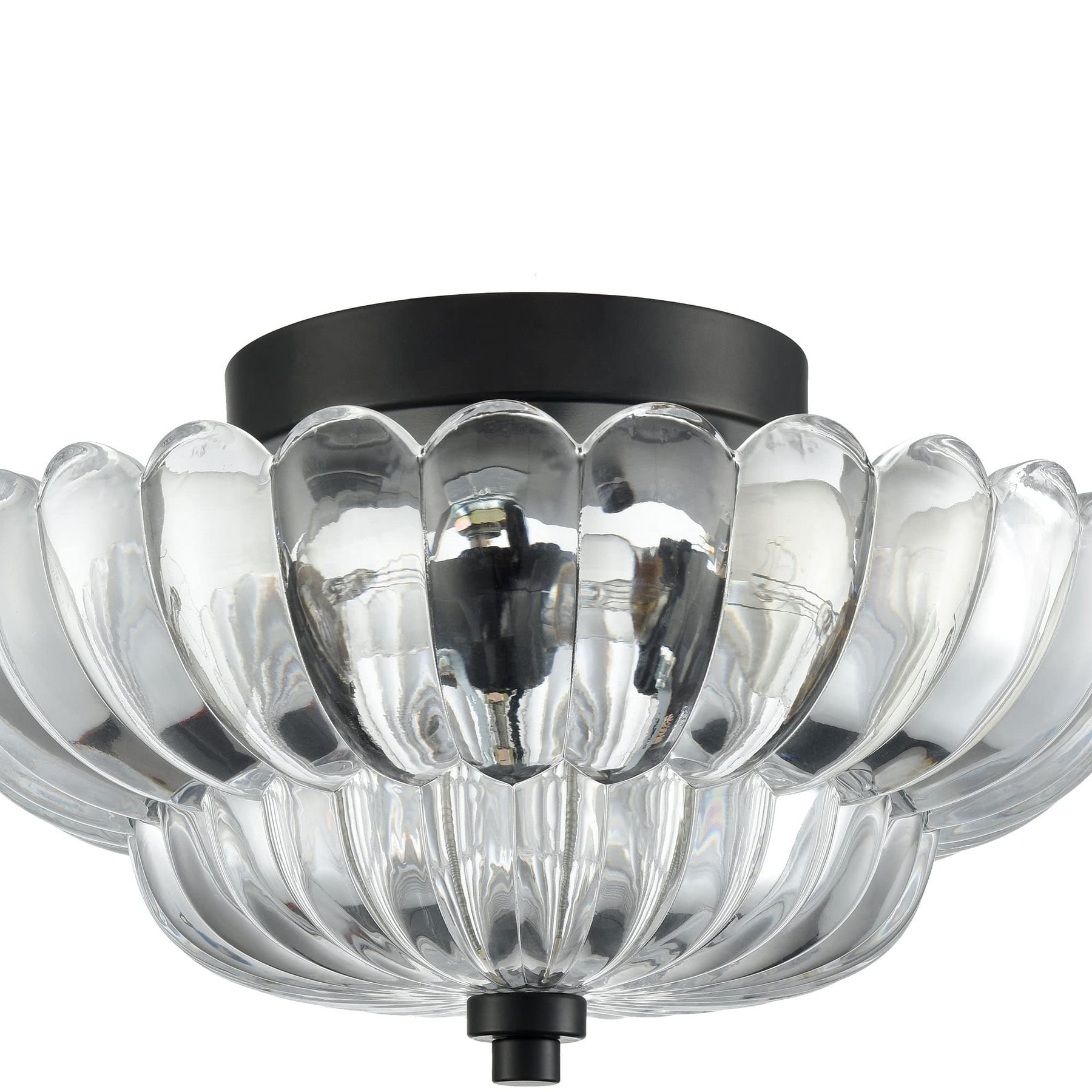 Raveena Vintage Amber Glass Semi Flush Mount Floral Ceiling Light